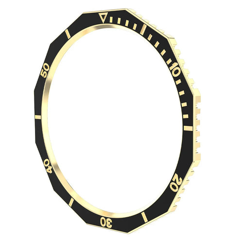 Bezel Cover for Samsung Galaxy Watch6 Classic 47mm Rhombus Dual Color Hard PC Bezel Ring Bumper - Black+Gold - 1