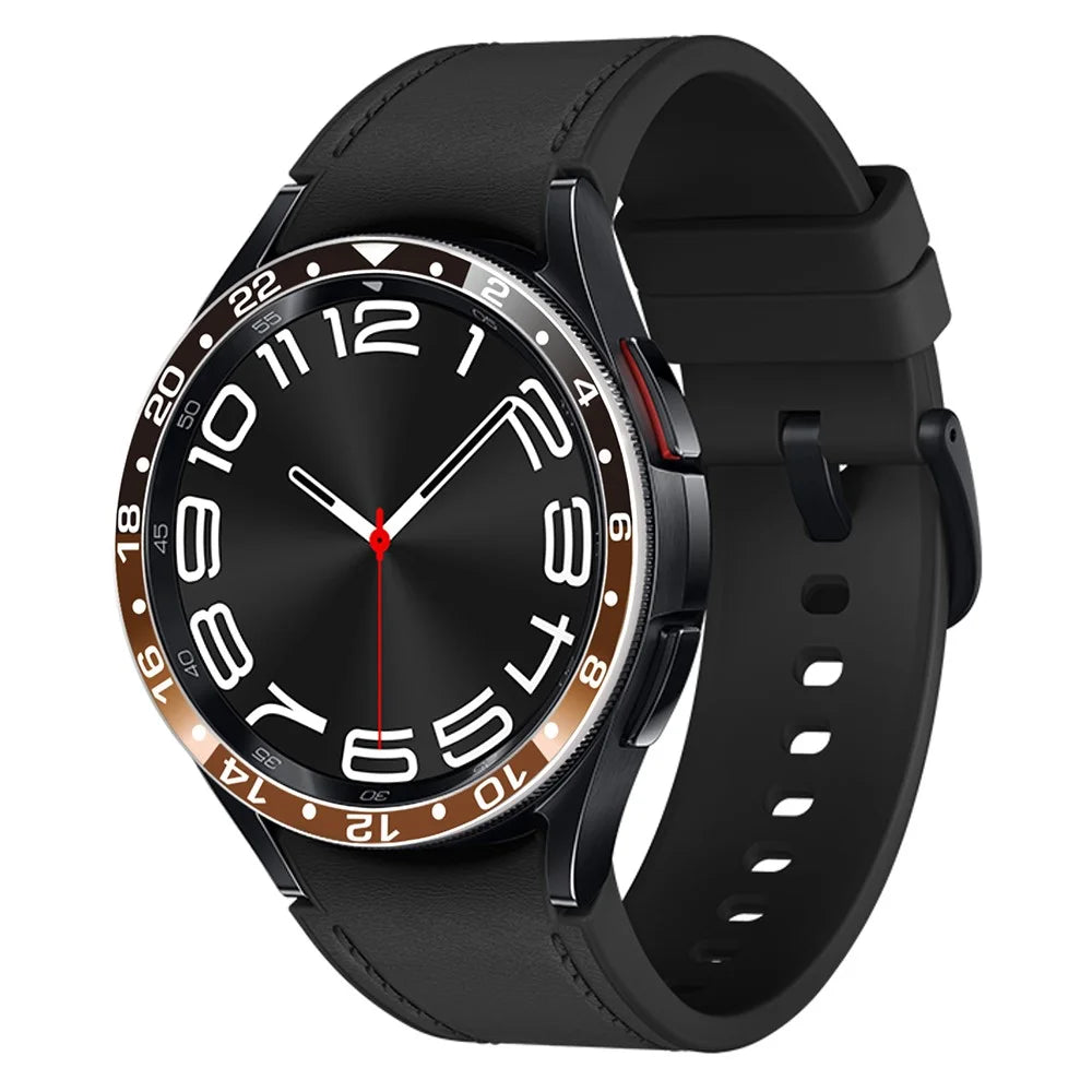 Aluminium Alloy Cover for Samsung Galaxy Watch6 Classic 43mm Bezel Ring Dual Color Watch Bumper - Black / Brown - 2
