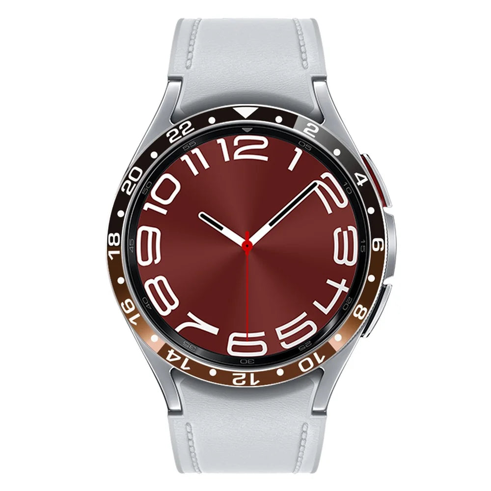 Aluminium Alloy Cover for Samsung Galaxy Watch6 Classic 43mm Bezel Ring Dual Color Watch Bumper - Black / Brown - 3