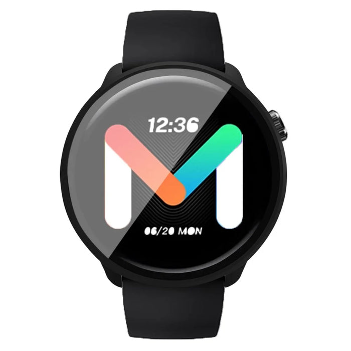 For Mibro Lite 2 Hard PC Bumper Case with Tempered Glass Screen Film Watch Case Cover - Black - 2