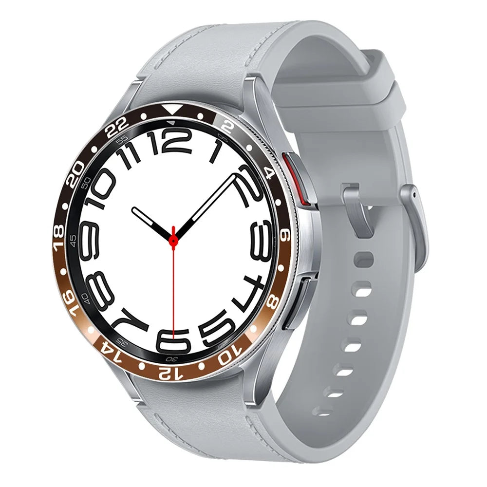 For Samsung Galaxy Watch6 Classic 47mm / Watch 5 Pro 45mm Bezel Ring Dual Color Aluminium Alloy Watch Cover - Black / Brown - 2