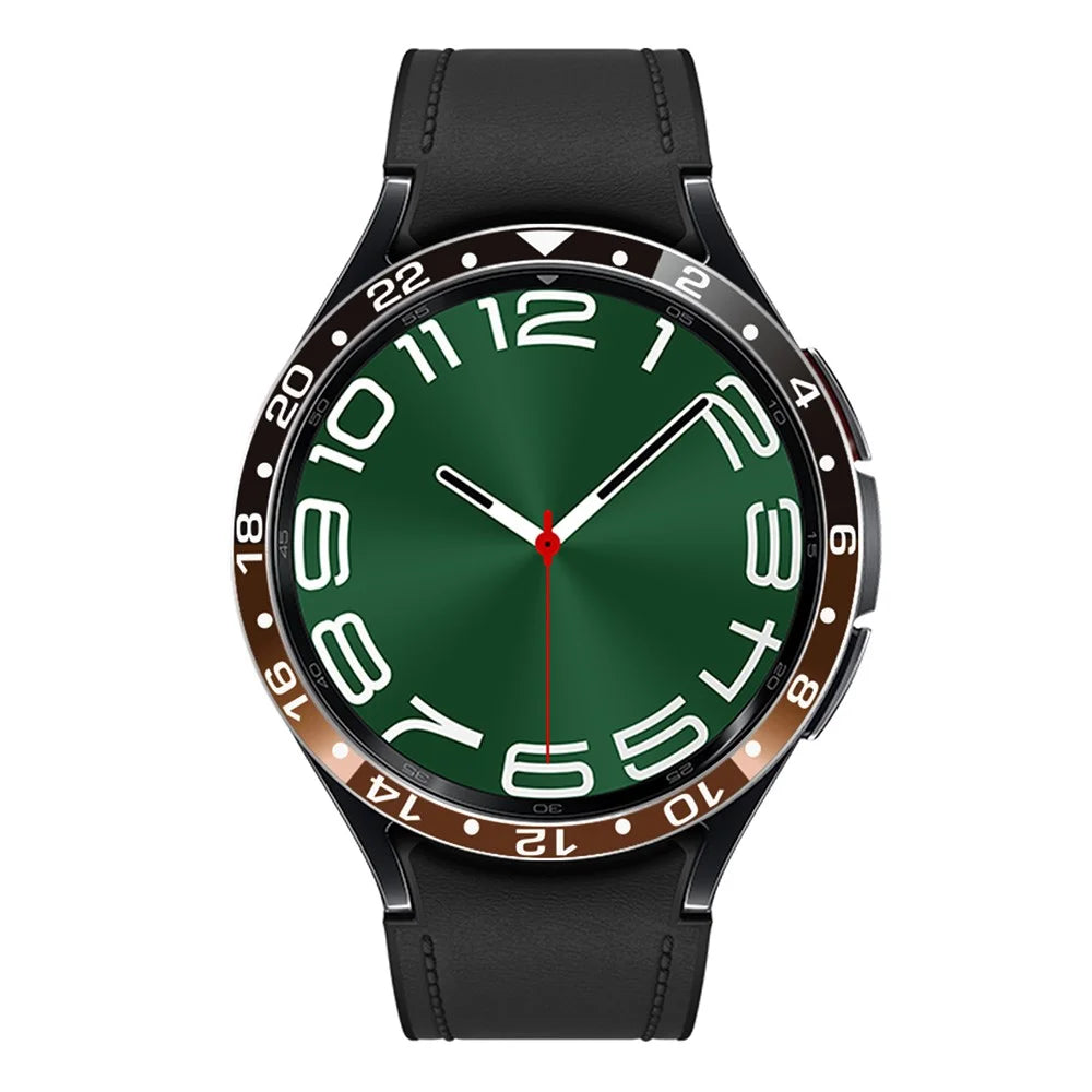 For Samsung Galaxy Watch6 Classic 47mm / Watch 5 Pro 45mm Bezel Ring Dual Color Aluminium Alloy Watch Cover - Black / Brown - 3