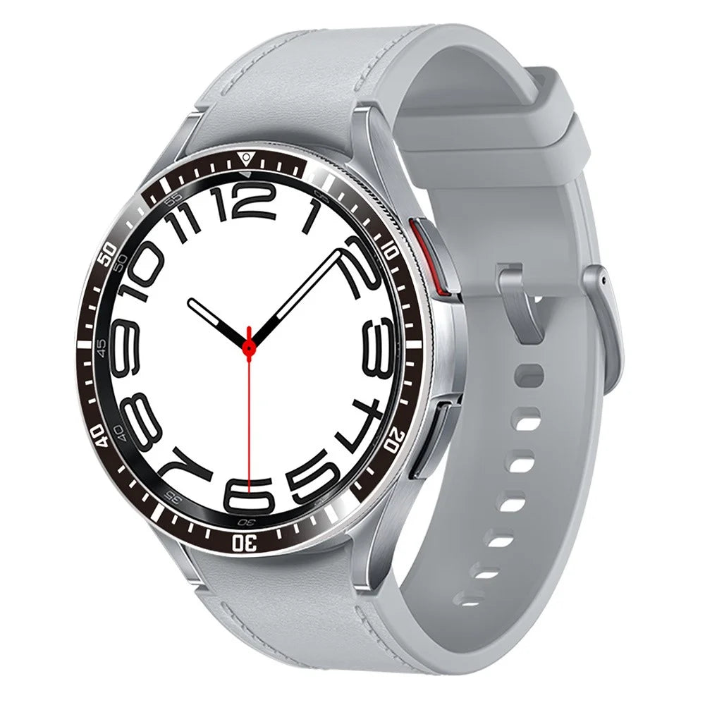 Aluminium Alloy Case Bumper for Samsung Galaxy Watch6 Classic 47mm / Watch 5 Pro 45mm Bezel Ring Cover - Black / White Letter - 2