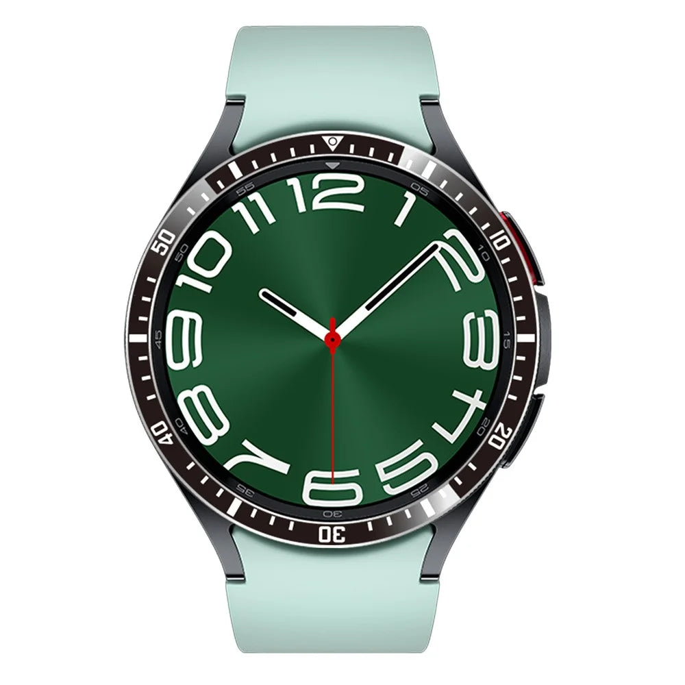 Aluminium Alloy Case Bumper for Samsung Galaxy Watch6 Classic 47mm / Watch 5 Pro 45mm Bezel Ring Cover - Black / White Letter - 3