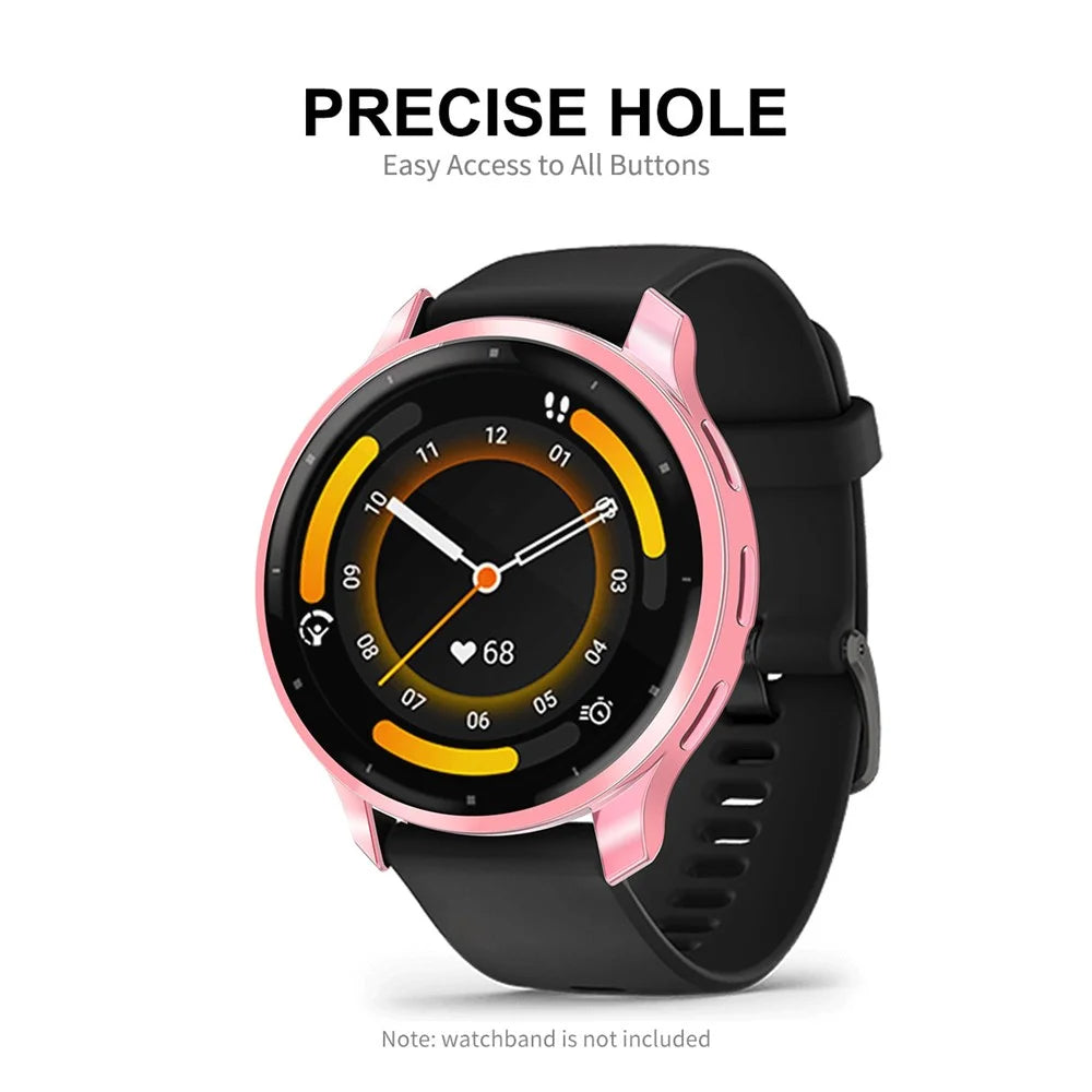 ENKAY HAT PRINCE For Garmin Venu 3S Full Cover Watch Case Electroplating TPU Frame with Screen Film - Pink - 5