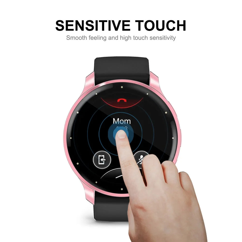 ENKAY HAT PRINCE For Garmin Venu 3S Full Cover Watch Case Electroplating TPU Frame with Screen Film - Pink - 7