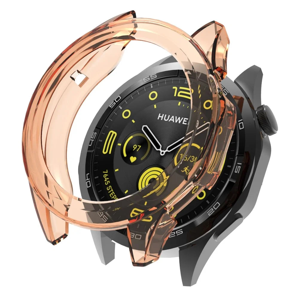 For Huawei Watch GT 4 46mm Protective Frame TPU Hollow Out Anti-drop Watch Case - Transparent Orange - 1