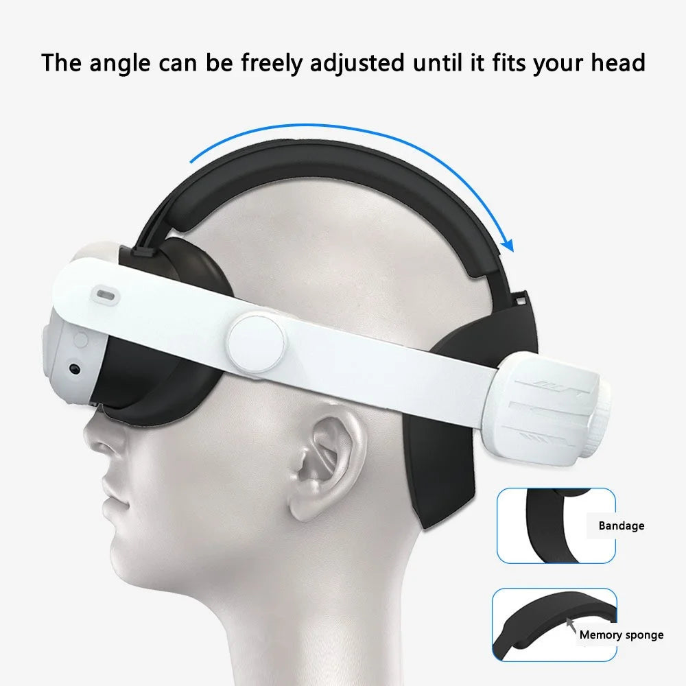 For Meta Quest 3 Adjustable Head Strap Headband Pressure Reduce Fixing Strap VR Accessory - Black+White - 4