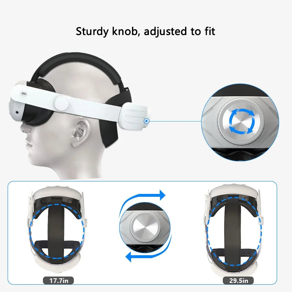 For Meta Quest 3 Adjustable Head Strap Headband Pressure Reduce Fixing Strap VR Accessory - Black+White - 5