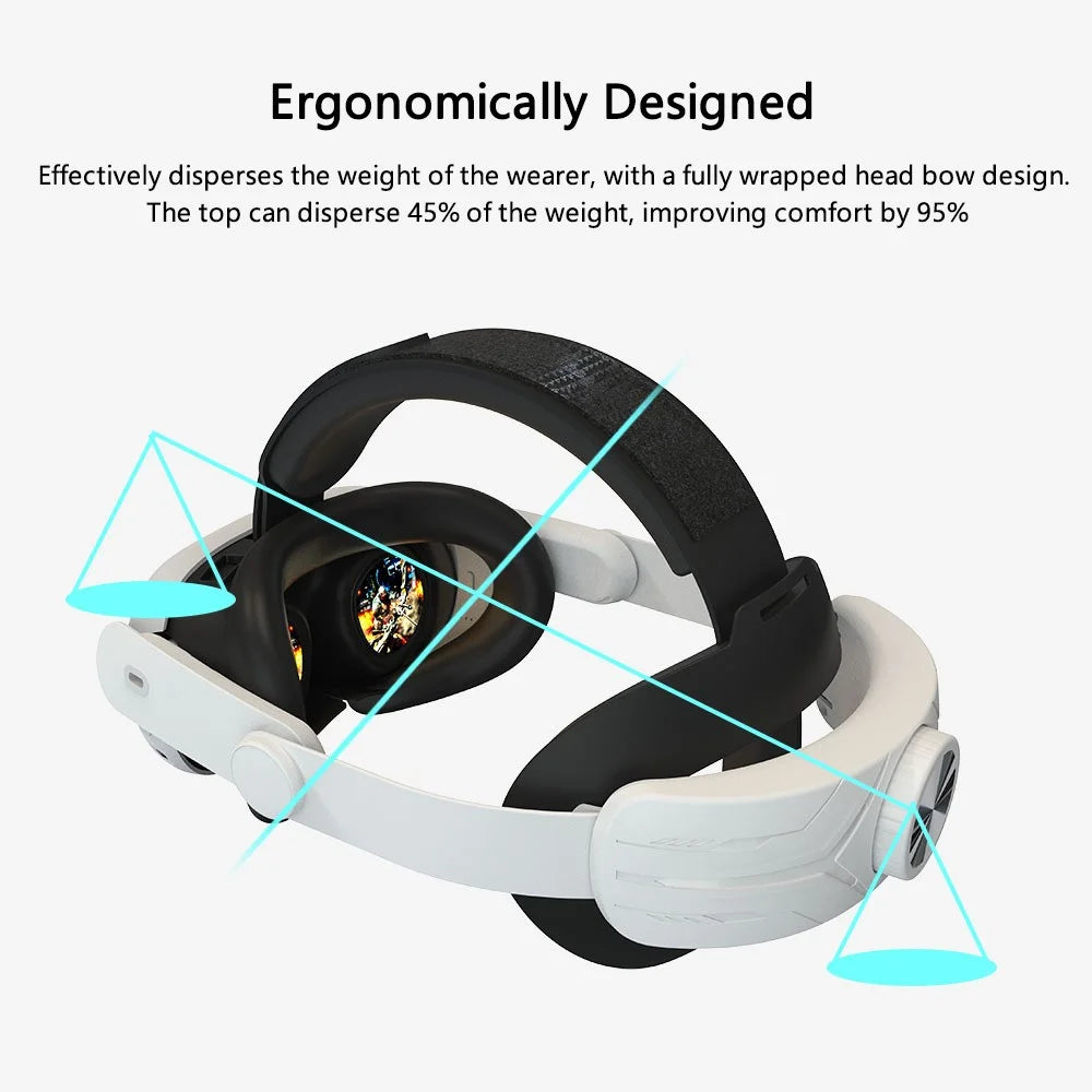 For Meta Quest 3 Adjustable Head Strap Headband Pressure Reduce Fixing Strap VR Accessory - Black+White - 6