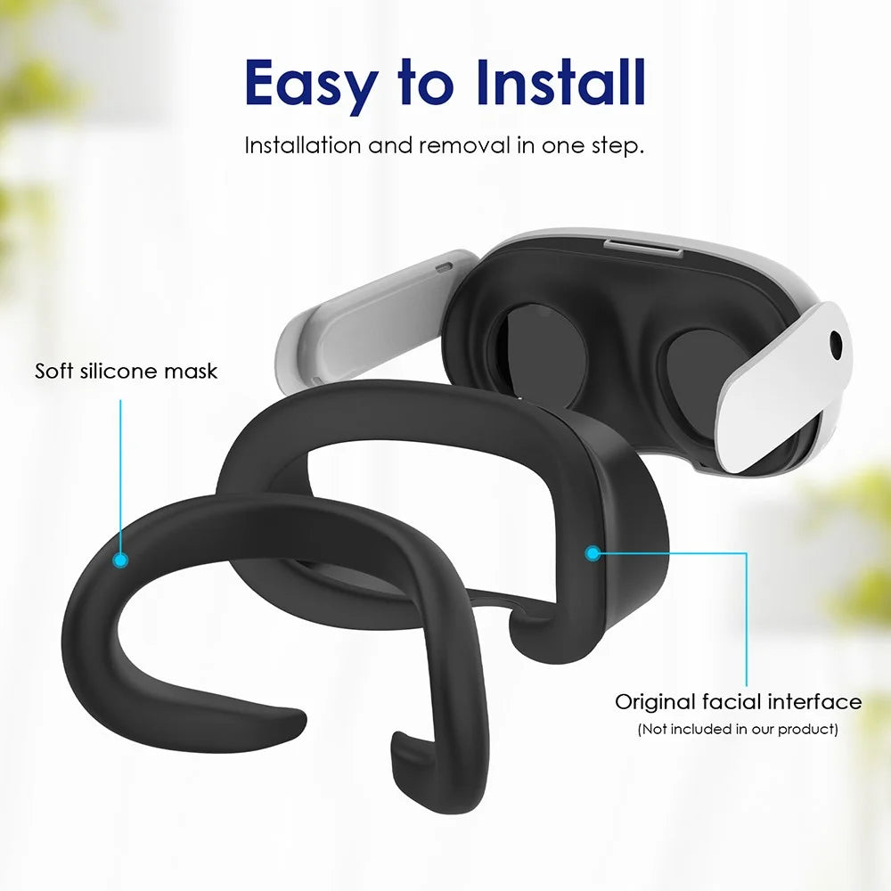 WOLMTT For Meta Quest 3 VR Silicone Eye Mask Anti-sweat Protective Cover - Black - 3