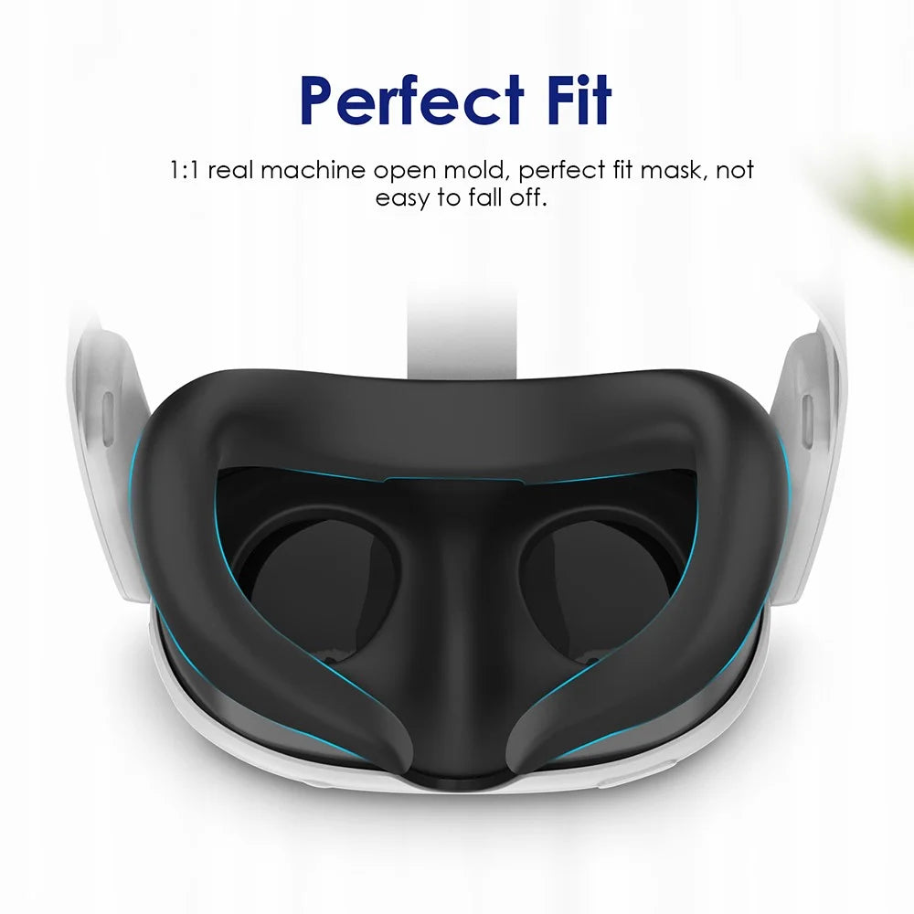 WOLMTT For Meta Quest 3 VR Silicone Eye Mask Anti-sweat Protective Cover - Black - 4