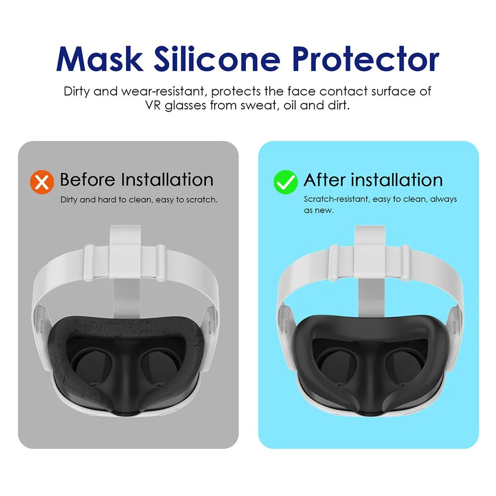WOLMTT For Meta Quest 3 VR Silicone Eye Mask Anti-sweat Protective Cover - Black - 6