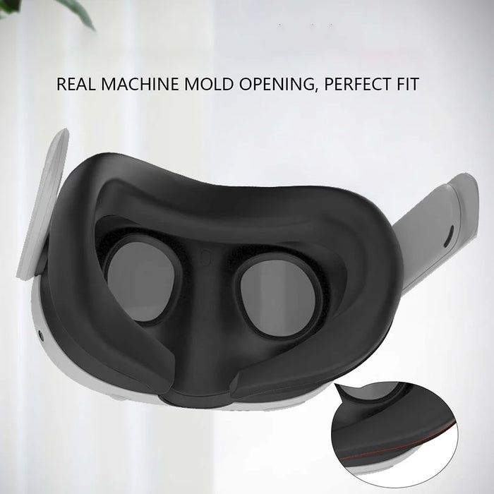 For Meta Quest 3 VR Headset Eye Mask Soft Silicone Anti-sweat Protective Cover - Black - 3