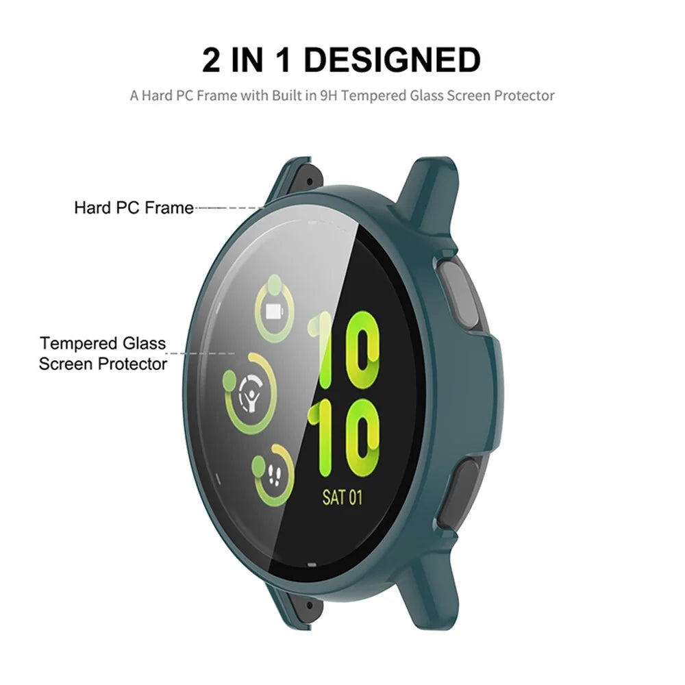 ENKAY Hat Prince For GarminActive 5 Watch Case PC Frame Watch Cover with 9H Tempered Glass Film - Dark Green - 3