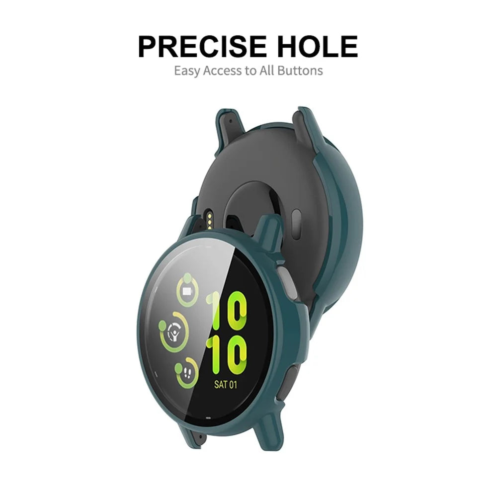 ENKAY Hat Prince For GarminActive 5 Watch Case PC Frame Watch Cover with 9H Tempered Glass Film - Dark Green - 5