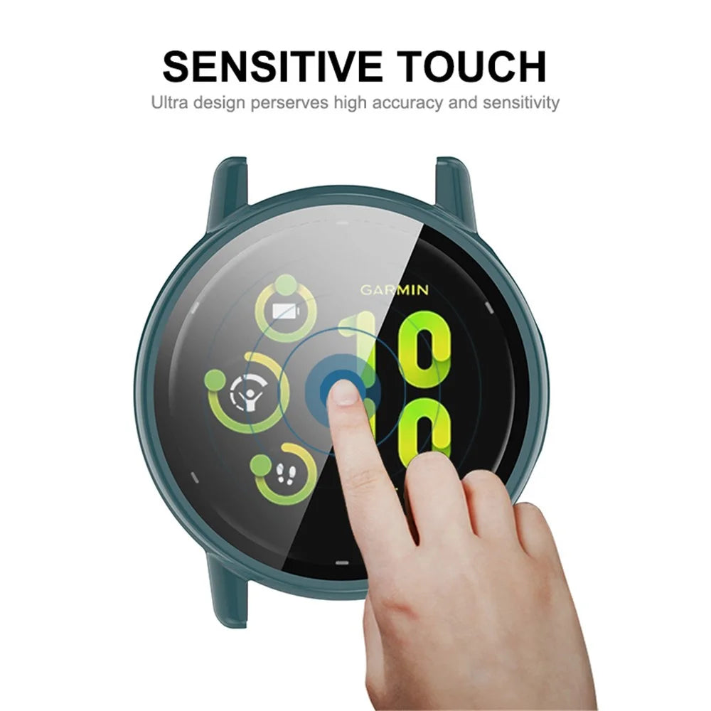 ENKAY Hat Prince For GarminActive 5 Watch Case PC Frame Watch Cover with 9H Tempered Glass Film - Dark Green - 7