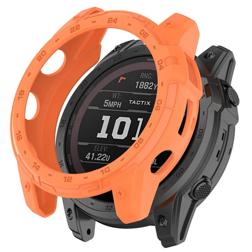 For Garmin Tactix 7 AMOLED Edition Watch Case Hollow TPU Frame with Dial Plate - Orange - 1