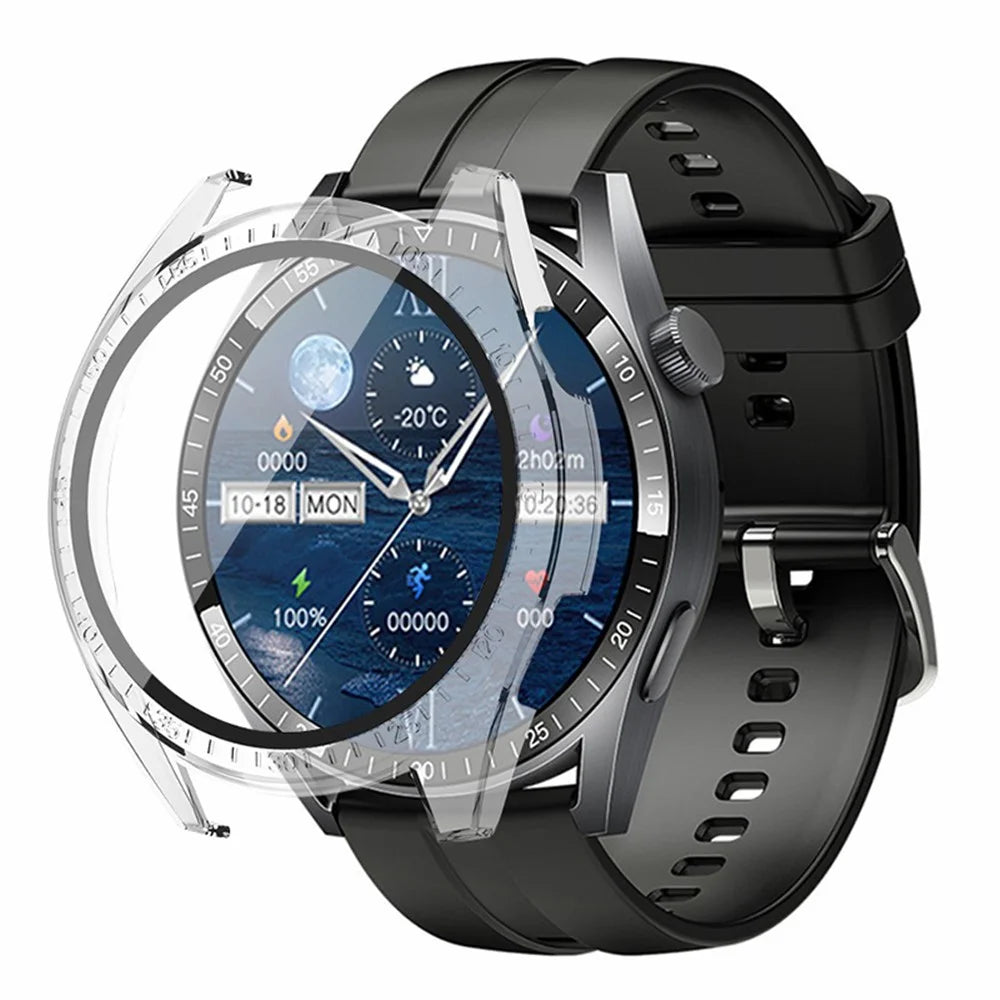 Watch Case for Aigo GT8 Smart Watch PC Frame Protective Cover with Tempered Glass Screen Film - Transparent - 1