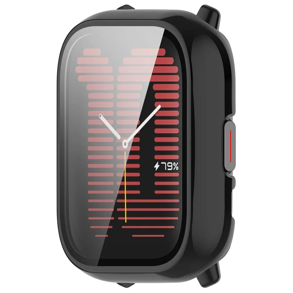 For Huami Amazfit Active (A2211) Case with Tempered Glass Film Full Protective Hard PC Watch Cover - Black - 2