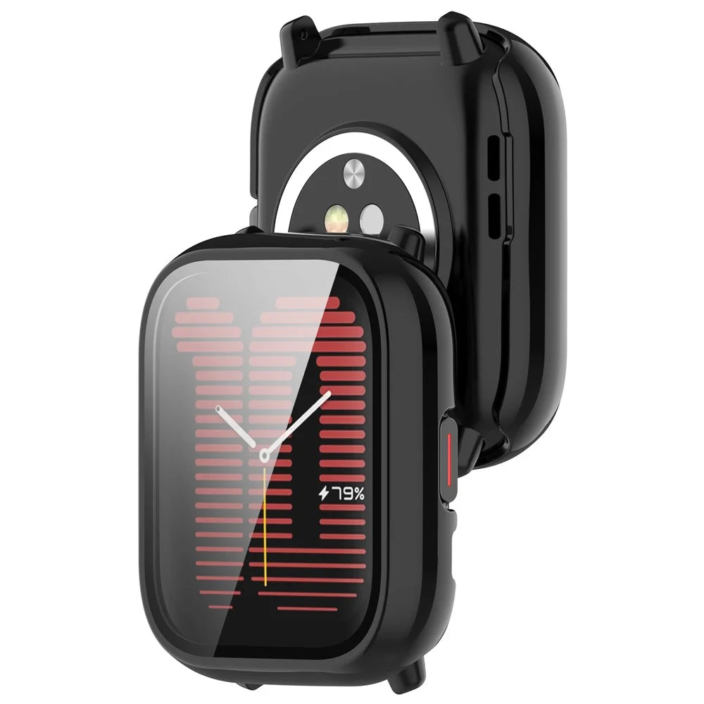 For Huami Amazfit Active (A2211) Case with Tempered Glass Film Full Protective Hard PC Watch Cover - Black - 3