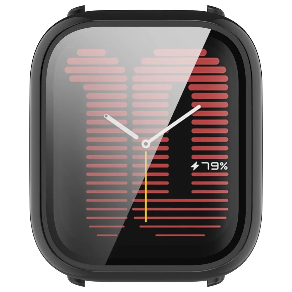 For Huami Amazfit Active (A2211) Case with Tempered Glass Film Full Protective Hard PC Watch Cover - Black - 6