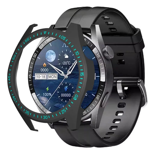 For Aigo GT8 Smart Watch Half-Wrapped Protective Cover Hard PC Frame Watch Case with Dial Plate - Black+Blue - 1