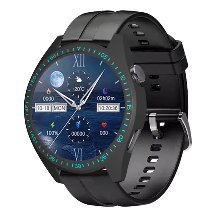 For Aigo GT8 Smart Watch Half-Wrapped Protective Cover Hard PC Frame Watch Case with Dial Plate - Black+Blue - 2