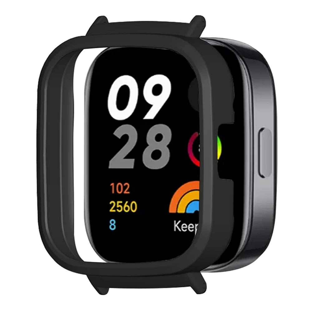 For Xiaomi Redmi Watch 3 Hard PC Bumper Frame Case Protective Cover with 20mm Adapter Connector - Black - 1