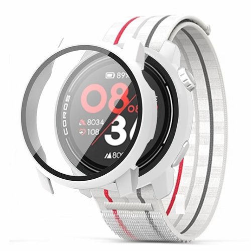 For Coros Pace 3 Watch Case All-Round PC Cover with Tempered Glass Screen Protector - White - 1