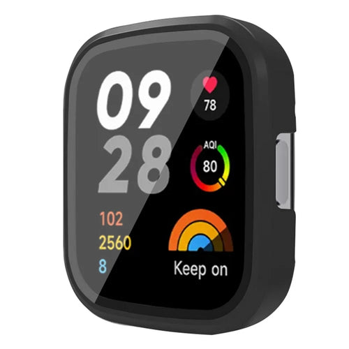 For Xiaomi Redmi Watch 3 Hard PC Watch Case Cover with Tempered Glass Screen Protector - Black - 1