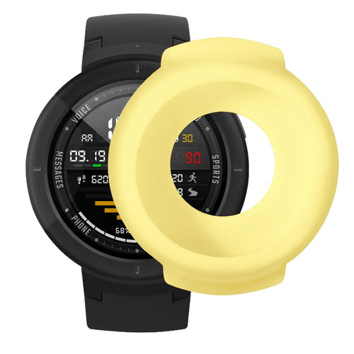 For Huami Amazfit Verge / Verge Lite Silicone Bumper Frame Hollowed Protective Cover - Yellow - 1