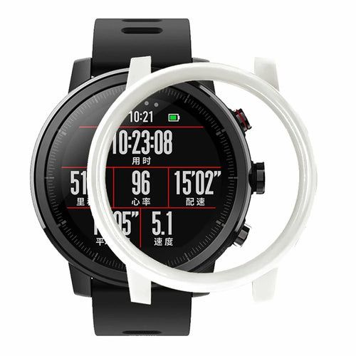 For Huami Amazfit 2 / 2S Stratos Protective PC Cover Hollow Watch Case Frame - White - 1