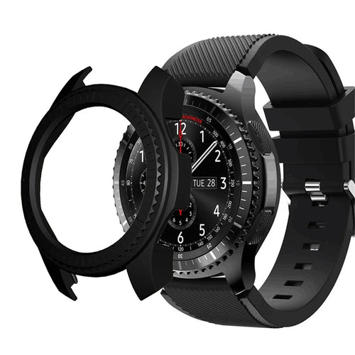 For Samsung Gear S3 / S2 Watch Case Half-Coverage Watch Frame Bumper Shell with Dial Plate - Black - 1