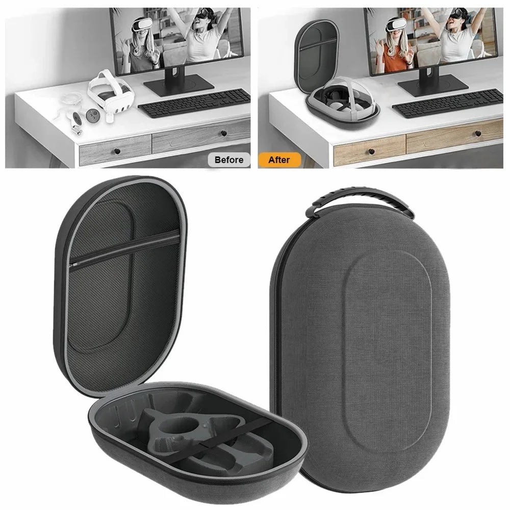 AL-Q022 For Meta Quest 3 VR Headset Carrying Case EVA+Polyester Portable Storage Bag - 3