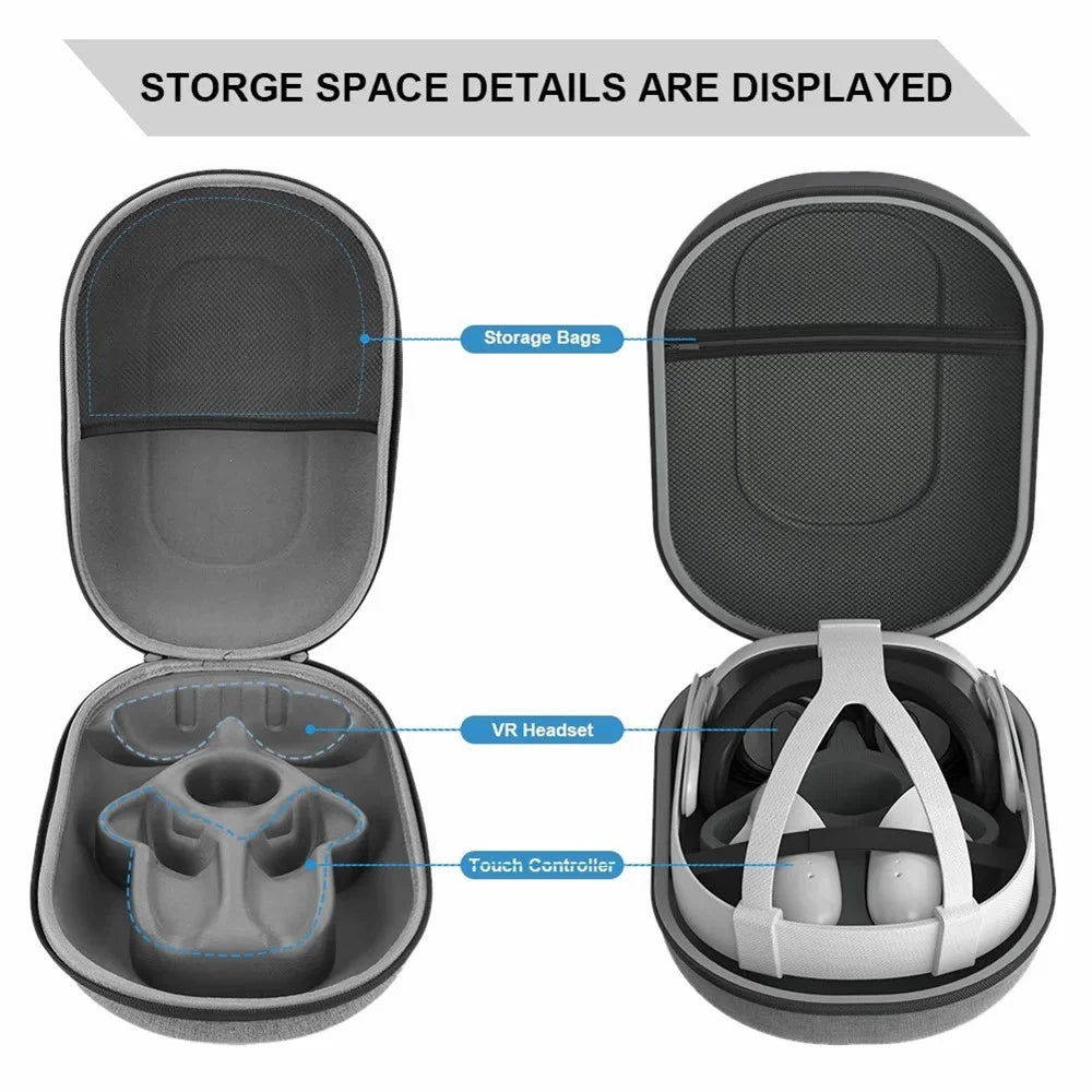 AL-Q022 For Meta Quest 3 VR Headset Carrying Case EVA+Polyester Portable Storage Bag - 5