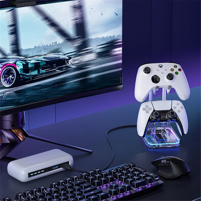 AOLION AL-XB2313 For PS4 / PS5 / Xbox Double Layers Console Rack Game Controller Holder with 2 USB Ports - 5