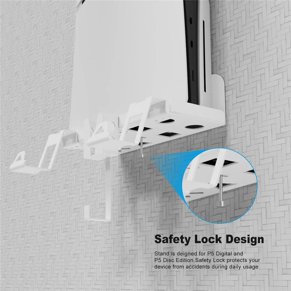 JYS P5177 For PlayStation PS5 Slim Wall Mount Bracket Controller Charger Headset Hanging Bracket - 5