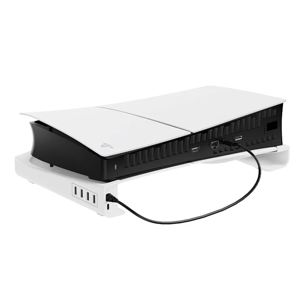 AOLION ALP-5382 Horizontal Stand for PS5 Slim Console with 4-Port USB Hub, Game Console Desktop Storage Holder - 1