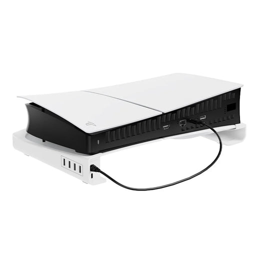 AOLION ALP-5382 Horizontal Stand for PS5 Slim Console with 4-Port USB Hub, Game Console Desktop Storage Holder - 1