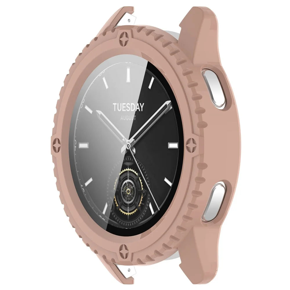 For Xiaomi Watch S3 Protective Cover Hard PC Watch Case  with Tempered Glass Screen Protector - Pink - 2