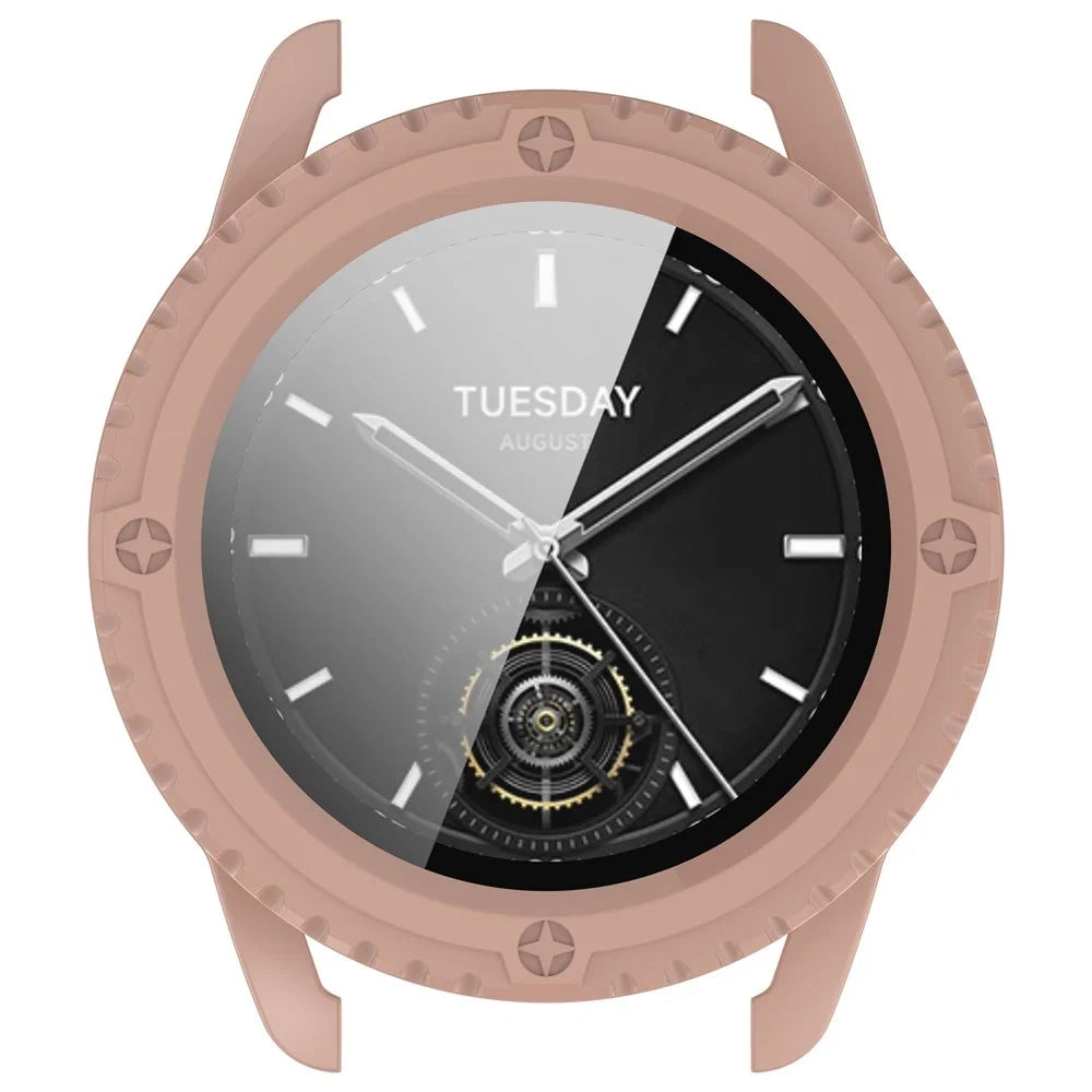 For Xiaomi Watch S3 Protective Cover Hard PC Watch Case  with Tempered Glass Screen Protector - Pink - 3