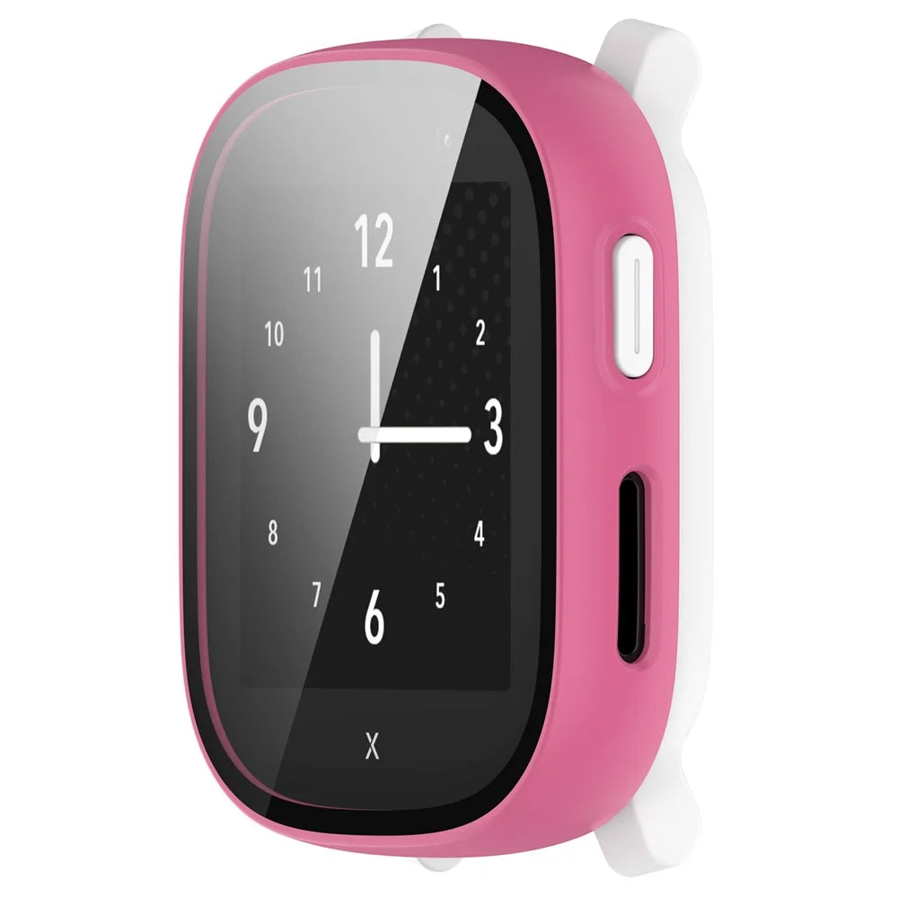 Hard PC Cover for Xplora X6 Play Watch Case with Tempered Glass Screen Protector - Rose - 2