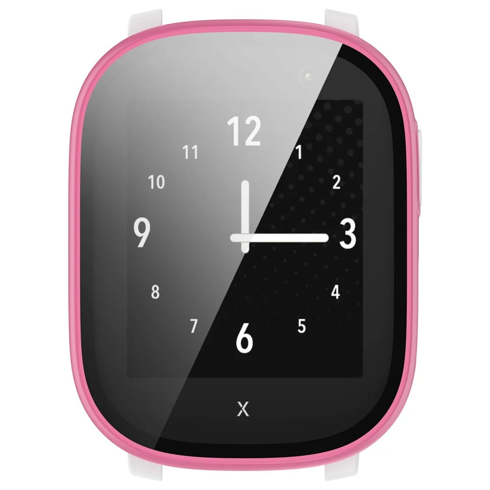 Hard PC Cover for Xplora X6 Play Watch Case with Tempered Glass Screen Protector - Rose - 5