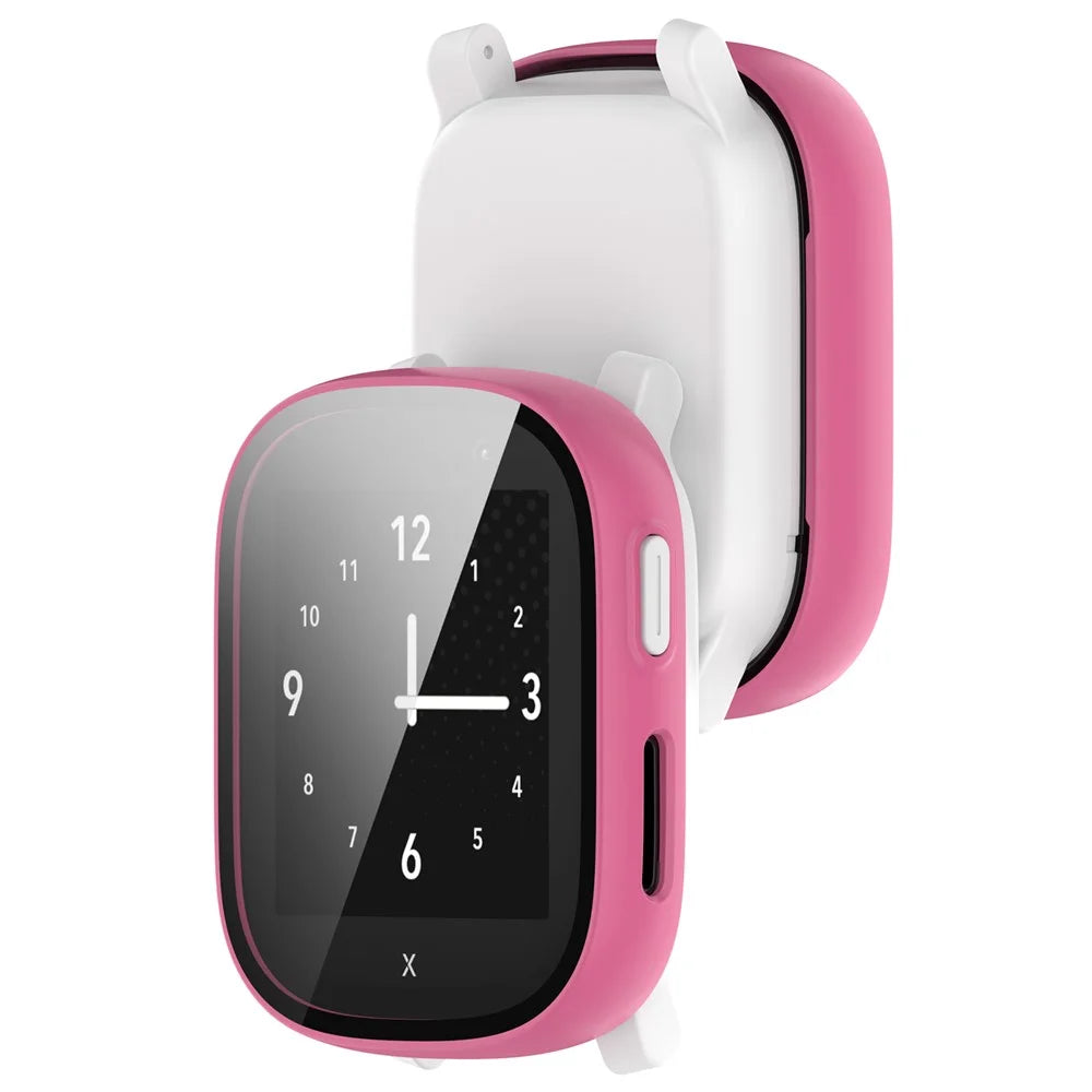 Hard PC Cover for Xplora X6 Play Watch Case with Tempered Glass Screen Protector - Rose - 7