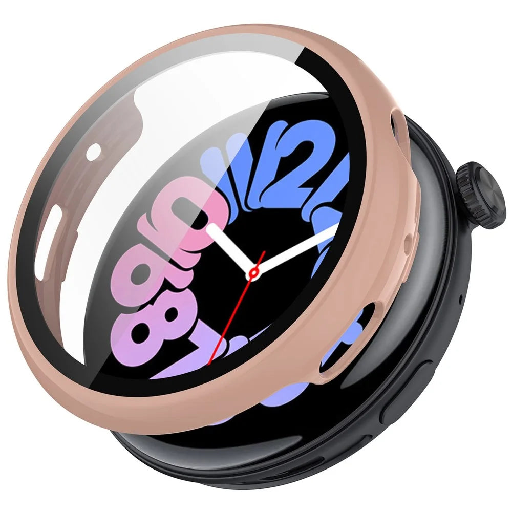 For vivo Watch 3 Hard PC Cover Watch Case with Tempered Glass Screen Protector - Pink - 1