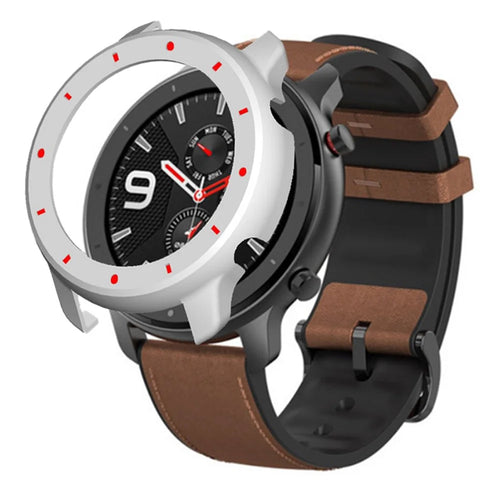 For Huami Amazfit GTR 47mm Anti-collision PC Watch Case Dual Color Design Protective Frame - White+Red - 1