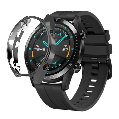 Huawei Watch GT / Watch GT 2 46mm / Watch GT 2 42mm Watch Case TPU Electroplating Frame Protector - Black - 1