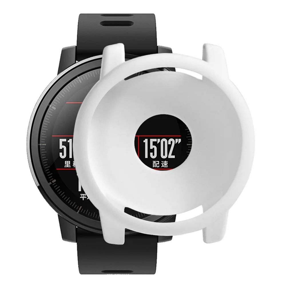 For Huami Amazfit Stratos 2 Watch Protective Frame Soft Silicone Drop-proof Cover - White - 1