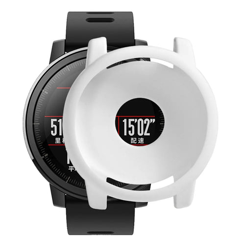 For Huami Amazfit Stratos 2 Watch Protective Frame Soft Silicone Drop-proof Cover - White - 1